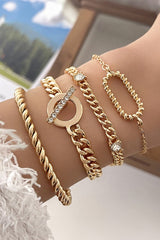 Rhinestone Decor Twist Adjustable Chain Bracelets