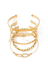 Heart Multi Layer Open Cuff Bracelet Set