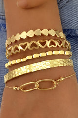 Heart Multi Layer Open Cuff Bracelet Set