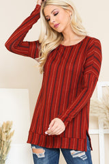 Vertical Striped LS Tunic