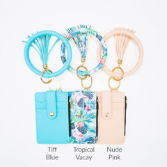 Key Ring Bangle Credit Card Zipper Wallet