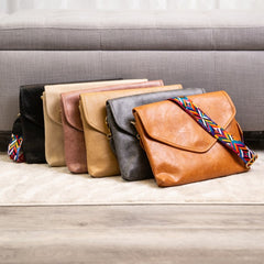 Foldover Crossbody W/ Color Strap