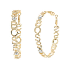 Large 3 Inch BOSS Designer Look Hoop Earrings
