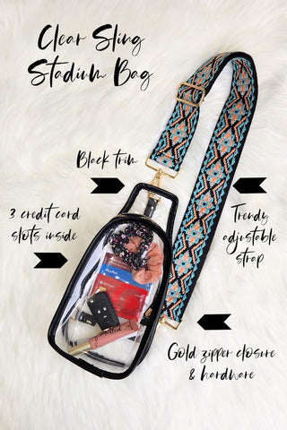 Clear Stadium Bag with Trendy Strap