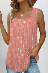 Dot Sleeveless Square Collar Top