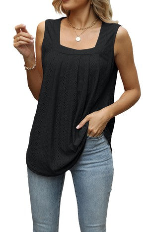 Solid Sleeveless Square Neck Top