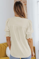 VNeck Smock Short Sleeve Blouse