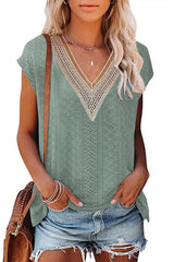 V-Neck Eyelet Lace Top