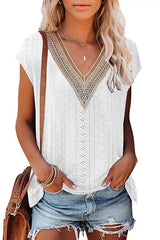V-Neck Eyelet Lace Top