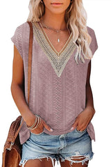 V-Neck Eyelet Lace Top