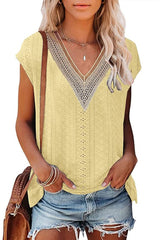V-Neck Eyelet Lace Top