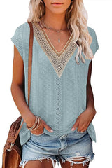 V-Neck Eyelet Lace Top