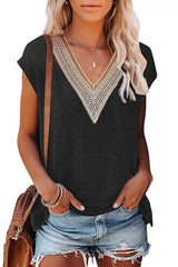 V-Neck Eyelet Lace Top