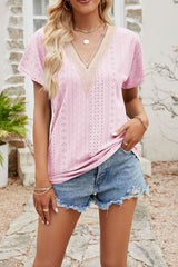 V-Neck Eyelet Lace Top