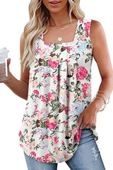 Square Neck Print Sleeveless Top