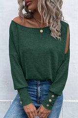 Asymmetrical Cut Out Buttoned Top