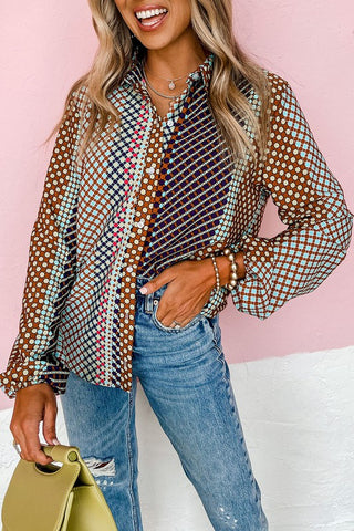 Dot Print Button Front Shirt