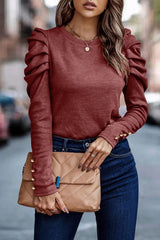 Round Neck Bubble Long Sleeve Top