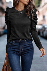 Round Neck Bubble Long Sleeve Top