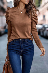 Round Neck Bubble Long Sleeve Top