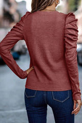 Round Neck Bubble Long Sleeve Top