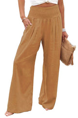 Casual Style Cotton Smocked Waist Pants
