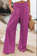 Casual Style Cotton Smocked Waist Pants