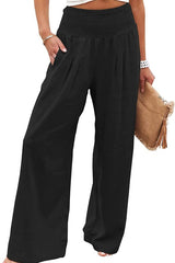 Casual Style Cotton Smocked Waist Pants
