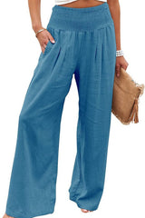 Casual Style Cotton Smocked Waist Pants