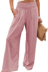 Casual Style Cotton Smocked Waist Pants