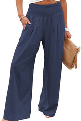 Casual Style Cotton Smocked Waist Pants