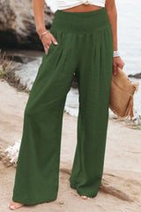 Casual Style Cotton Smocked Waist Pants