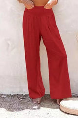 Casual Style Cotton Smocked Waist Pants