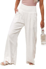 Casual Style Cotton Smocked Waist Pants