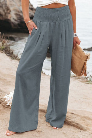 Casual Style Cotton Smocked Waist Pants