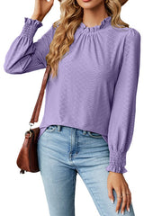 Lace Neck Lantern Sleeves Loose Top