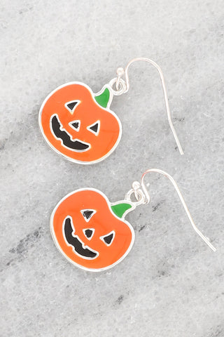 Jack O'lantern Enamel Coated Drop Earrings