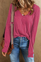 Sandalwood Vneck Long Sleeve Tee