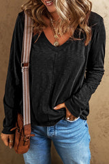 Sandalwood Vneck Long Sleeve Tee