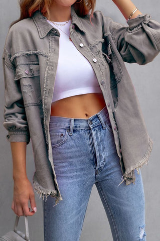 Rugged And Torn Denim  Jacket - OVERSIZED