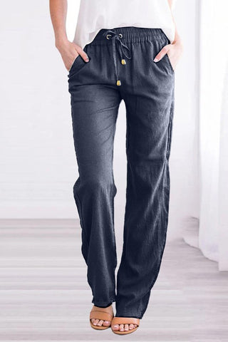 Summer Cotton Hemp Drawstring Casual Pants
