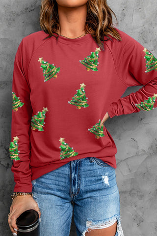 RESTOCK of Sequin Tree Raglan Sleeve Top