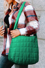 Light French Quilted Zipper Large Shoulder Bag