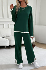 Casual Solid Knitted Long Sleeve Set