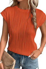 Solid Round Neck Loose Short Sleeved T-Shirt Top