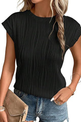 Solid Round Neck Loose Short Sleeved T-Shirt Top
