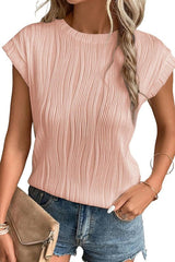Solid Round Neck Loose Short Sleeved T-Shirt Top
