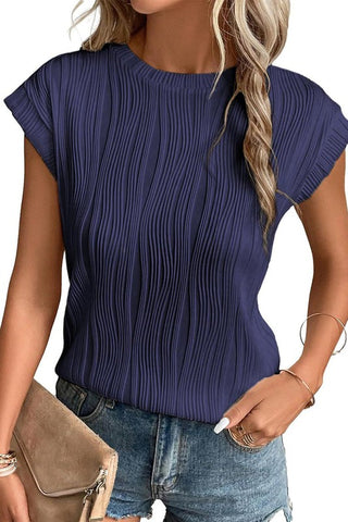 Solid Round Neck Loose Short Sleeved T-Shirt Top