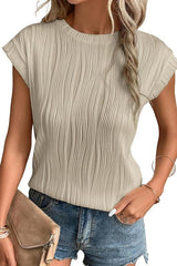 Solid Round Neck Loose Short Sleeved T-Shirt Top