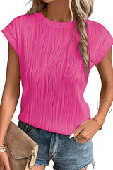 Solid Round Neck Loose Short Sleeved T-Shirt Top